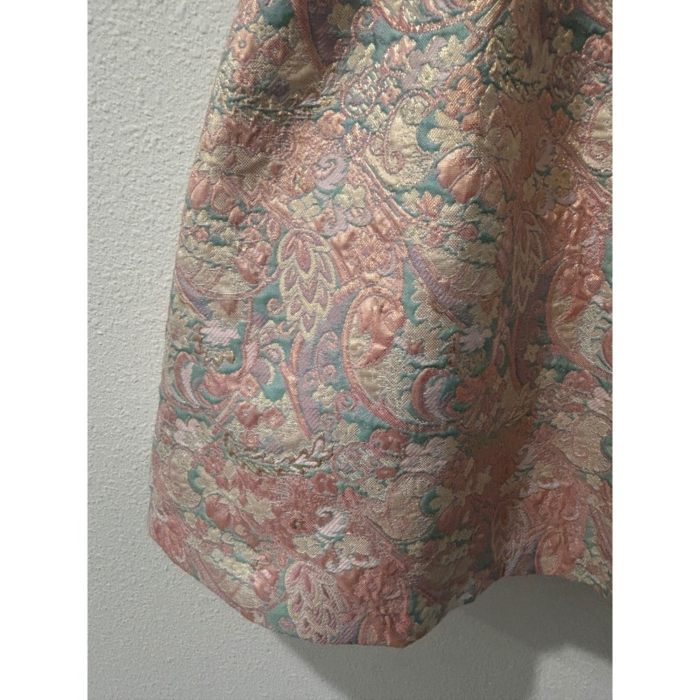 Bonnie Jean Girls Pink Gold Metallic Floral Brocade Party Dress Size 5 - Picture 3 of 6